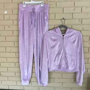 Victoria Secret On Point Sport Lavender Velour Track Suit Sweat Set Y2K Small S